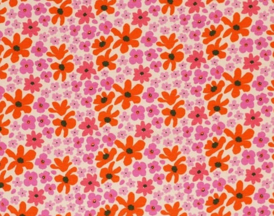 Short - Ruffle - Bloemenprint - Bloemetjes paars oranje