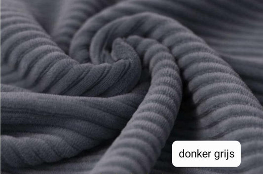 Oversized sweater - Brede rib - Donker grijs