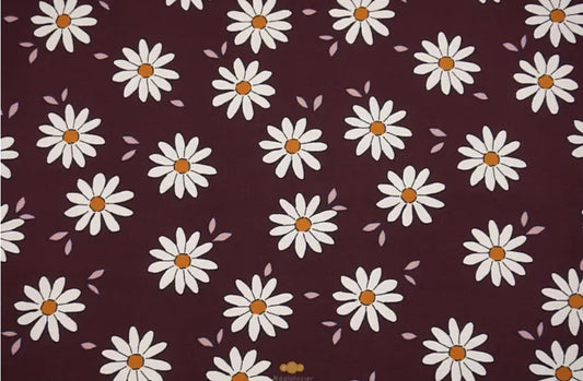 Jurkje korte mouw - Bloemenprint - Madeliefjes donkerpaars